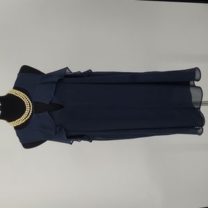 BCBGeneration NWT Dark Navy Chiffon Sleeveless Shift Dress Women's Sz. Small